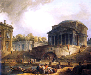  Hubert Robert Vue du Port de Ripetta, a Rome - Art Print