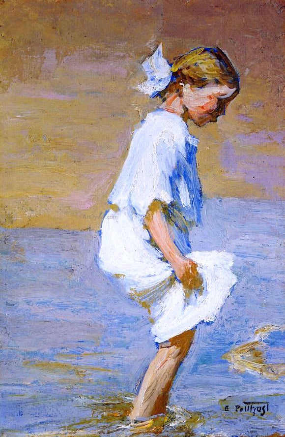  Edward Potthast Wading at the Shore - Art Print