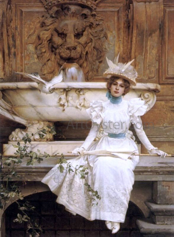  Vittorio Matteo Corcos Waiting by the Fountain - Art Print