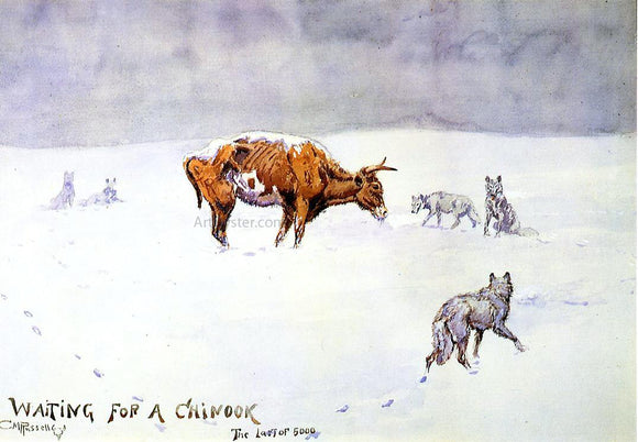  Charles Marion Russell Waiting for a Chinook (also known as The Last of Five Thousand) - Art Print
