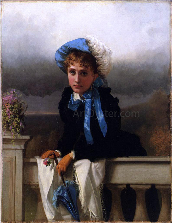  John George Brown Waiting for Her Suiter - Art Print
