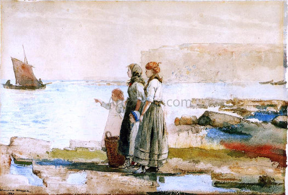  Winslow Homer Waiting for the Return of the Fishing Fleet - Art Print