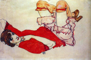  Egon Schiele Wally with a Red Blouse - Art Print