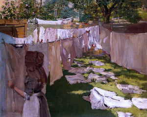  William Merritt Chase Wash Day - A Back Yard Reminiscence of Brooklyn - Art Print