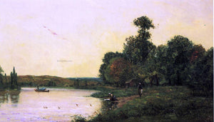  Hippolyte Camille Delpy Washerwomen by he River at Sunset - Art Print