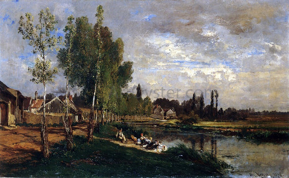  Alexandre-Rene Vernon Washerwomen by the Water at Morning - Art Print