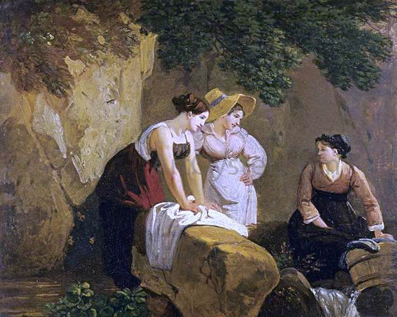 Adam-Wolfgang Topffer Washerwomen in a Grotto - Art Print