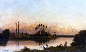  Hippolyte Camille Delpy Washerwomen in an Extensive River Landscape - Art Print