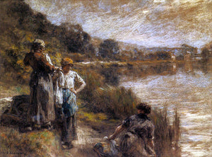  Leon Augustin L'hermitte) Washerwomen on the Banks of the Marne - Art Print