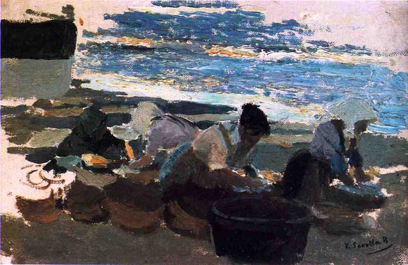  Joaquin Sorolla Y Bastida Washerwomen (sketch) - Art Print