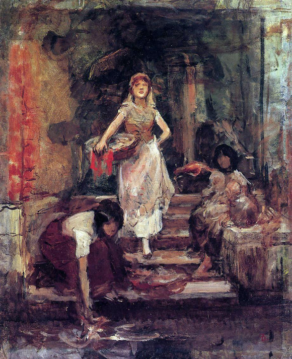  Frank Duveneck Washerwomen, Venice - Art Print