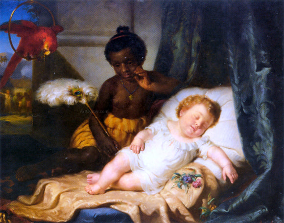  Hermann Brucke Watching The Baby Sleep - Art Print