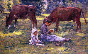  Theodore Robinson Watching the Cows - Art Print