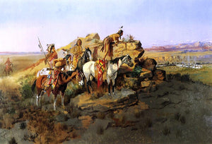  Charles Marion Russell Watching the Settlers - Art Print