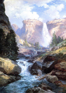  Thomas Moran Waterfall in Yosemite - Art Print