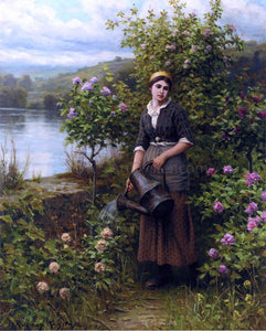  Daniel Ridgway Knight Watering the Garden - Art Print