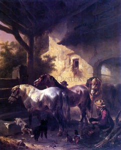  Wouterus Verschuur Watering the Horses - Art Print