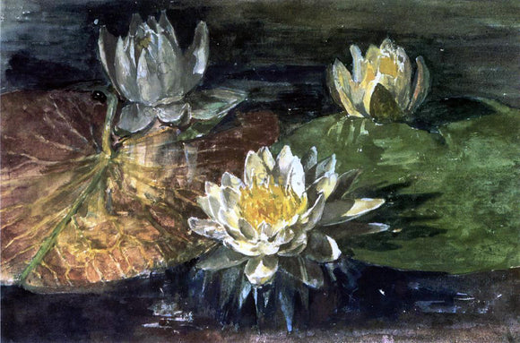  John La Farge Water-Lilies, Red and Green Pads - Art Print