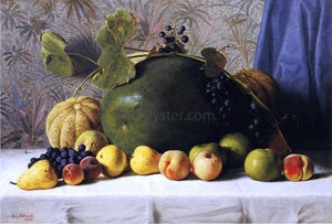  George Hetzel Watermelon, Cantaloupes, Grapes and Apples - Art Print