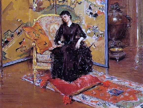  William Merritt Chase Weary (also known as Who Rang?) - Art Print