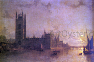  Henry Pether Westminister Abbey, The Houses of Parliament with the Construction of Wesminister Bridge - Art Print