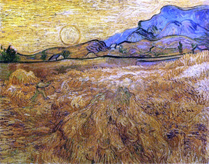  Vincent Van Gogh Wheat Field with Reaper and Sun - Art Print