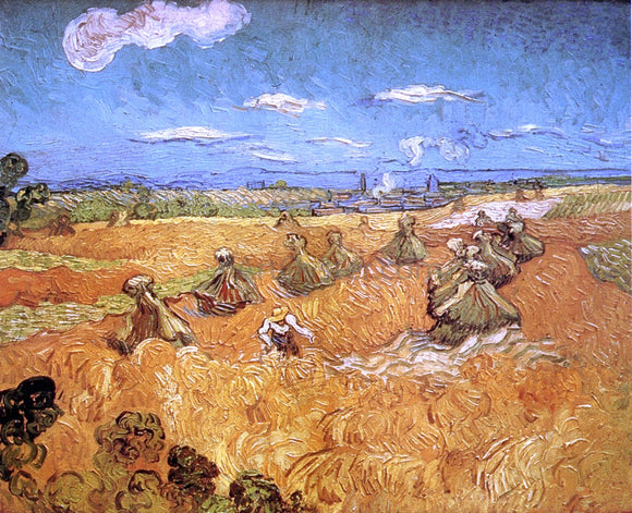  Vincent Van Gogh Wheat Stacks with Reaper - Art Print