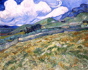  Vincent Van Gogh Wheatfield with Mountains in the Background (also known as Mountain Landscape Seen across the Walls) - Art Print