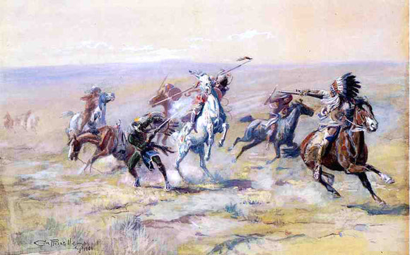  Charles Marion Russell When Sioux and Blackfoot Meet - Art Print