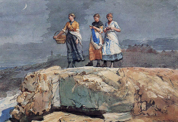  Winslow Homer Where are the Boats? (also known as On the Cliffs) - Art Print