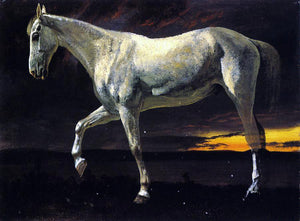  Albert Bierstadt A White Horse and Sunset - Art Print
