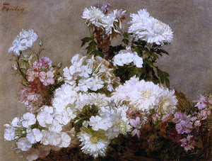  Henri Fantin-Latour White Phlox, Summer Chrysanthemum and Larkspur - Art Print