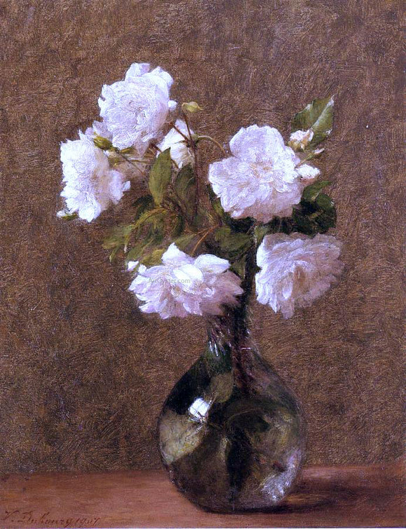  Victoria Dubourg Fantin-Latour White Roses in a Vase - Art Print