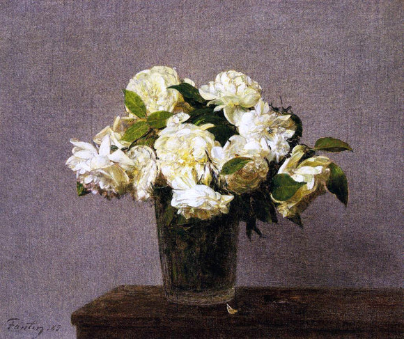  Henri Fantin-Latour White Roses in a Vase - Art Print