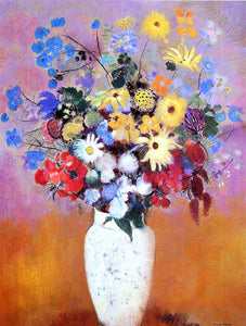  Odilon Redon White Vase with Flowers - Art Print