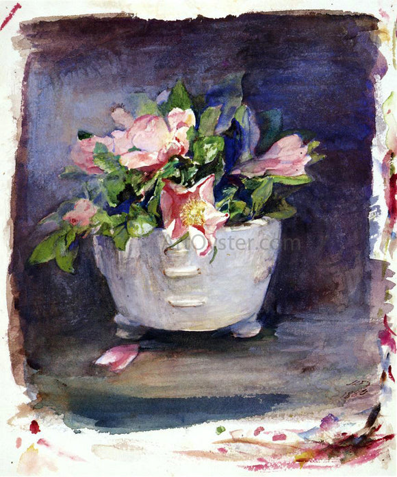  John La Farge Wild Roses in a White Chinese Porcelain Bowl - Art Print