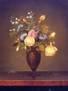  Martin Johnson Heade Wildflowers in a Brown Vase - Art Print