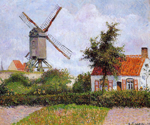  Camille Pissarro A Windmill at Knocke, Belgium - Art Print
