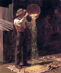  Eastman Johnson Winnowing Grain - Art Print