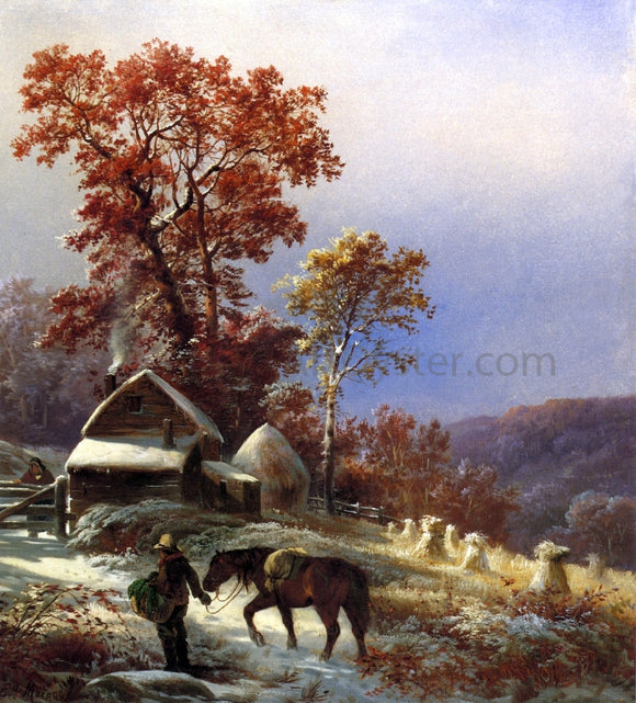 Edward Moran Winter at the Farm - Art Print