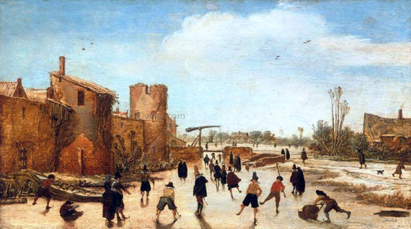  Esaias Van de Velde Winter Games on the Town Moat - Art Print