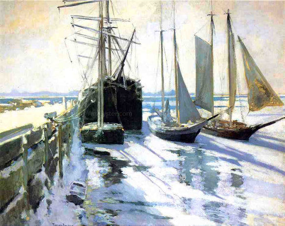  John Twachtman Winter, Gloucester Harbor - Art Print