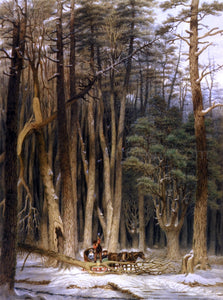  George Harvey Winter: Impeded Travelers in a Pine Forest, Upper Canada - Art Print