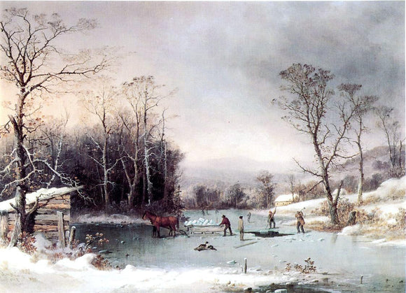  George Henry Durrie Winter in the Country, Getting Ice - Art Print