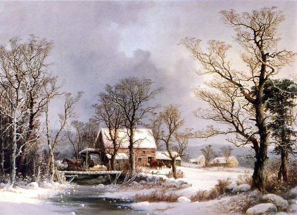  George Henry Durrie Winter in the Country, The Old Grist Mill - Art Print