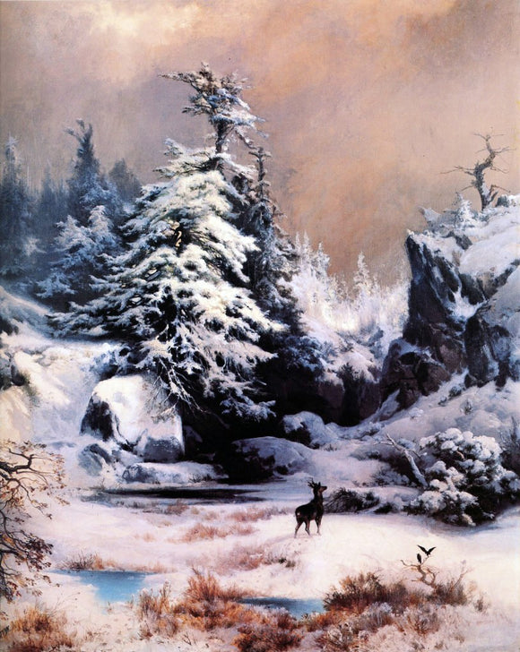  Thomas Moran Winter in the Rockies - Art Print