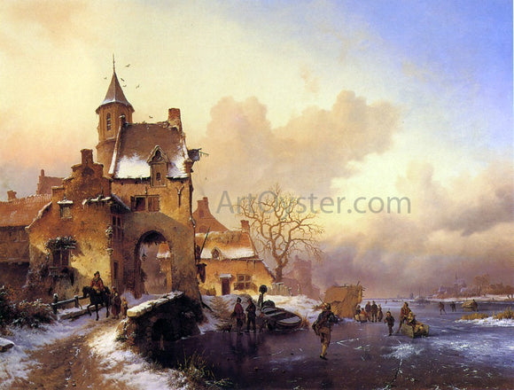  Frederk M Kruseman Winter Landscape with Ice Amusements - Art Print
