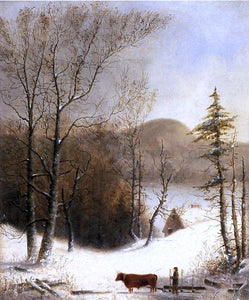  George Henry Durrie Winter Landscape with Log Cart - Art Print