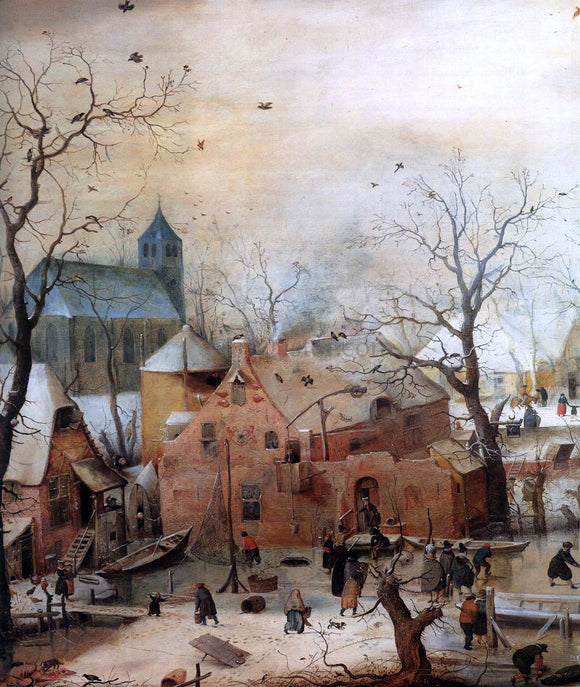  Hendrick Avercamp Winter Landscape with Skaters (detail) - Art Print