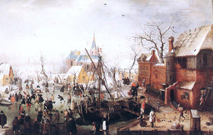  Hendrick Avercamp Winter Scene at Yselmuiden - Art Print